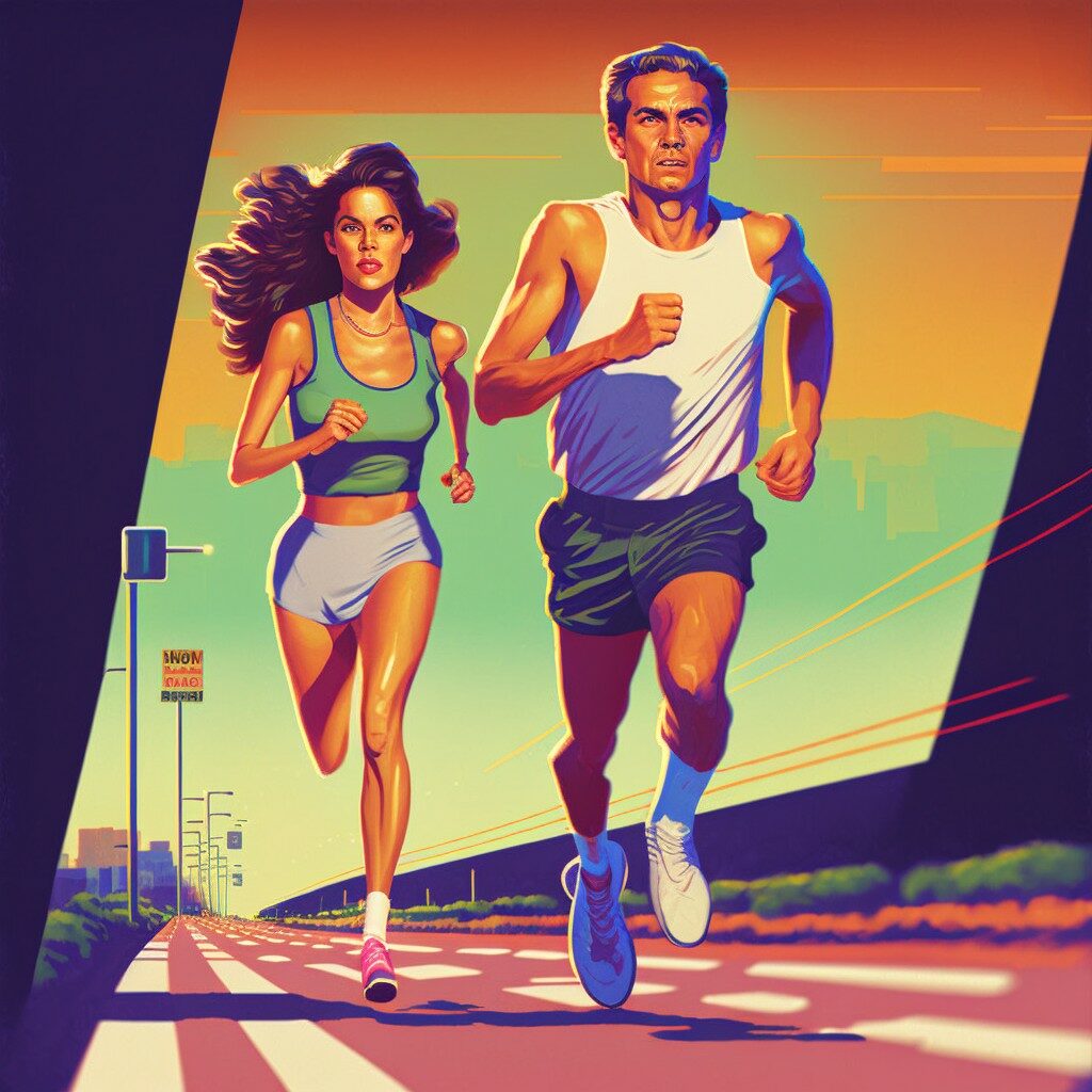 bilde av kvinne og mann som trener til et maraton